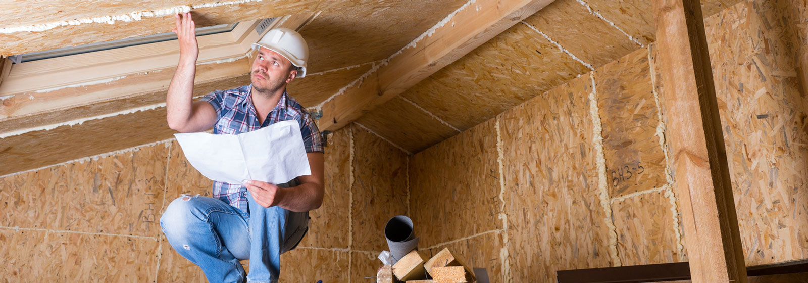 residential home inspector in attic